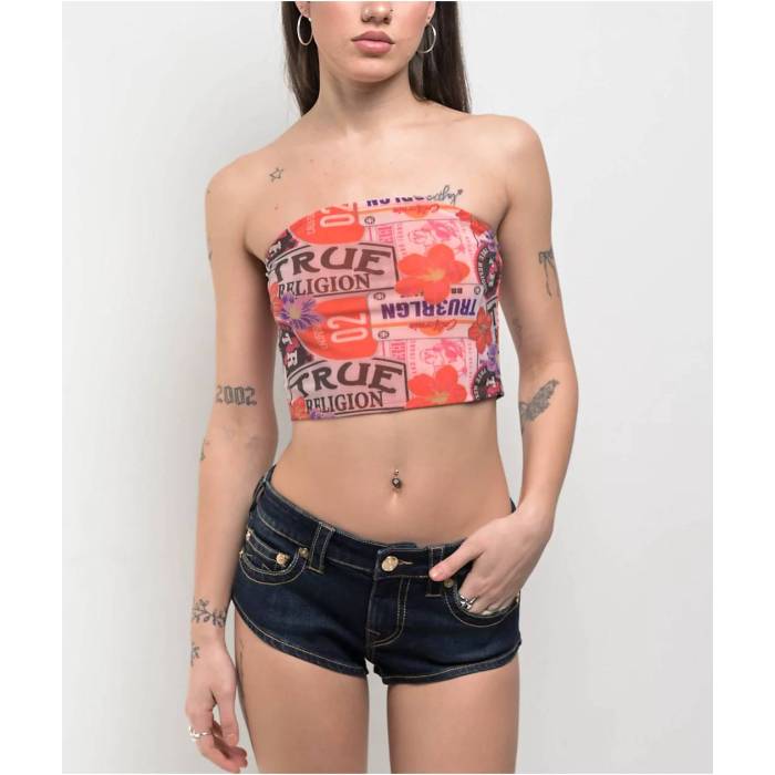 トゥルーレリジョン True Religion 【 Printed Mesh Tube Top Women's Multicolor 】 レディース