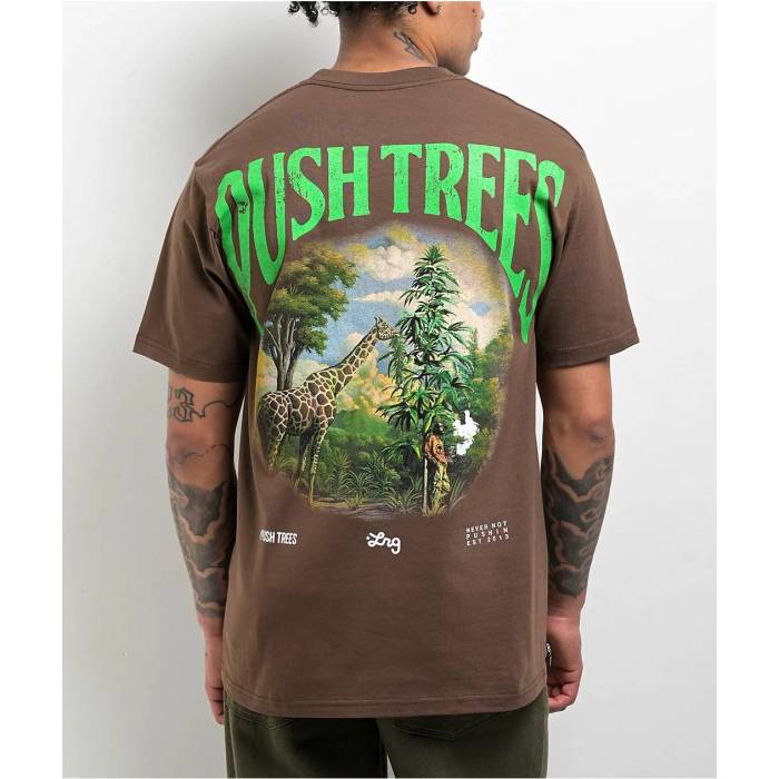【★百貨店SALE★6/11真夜中2時迄】Lrg 【 X Push Trees Giraffe Brown T-Shirt Men\u0027s Brown 】 赤銅色 赤銅色 ティーシャツ メンズ 赤銅色 赤銅色