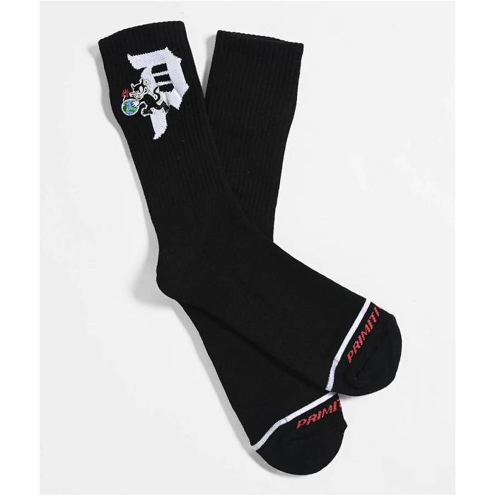プリミティブ Primitive 【 Savior Black Crew Socks Men's Black 】 黒色 ブラック クルー ソックス・靴下 メンズ 黒色 ブラック