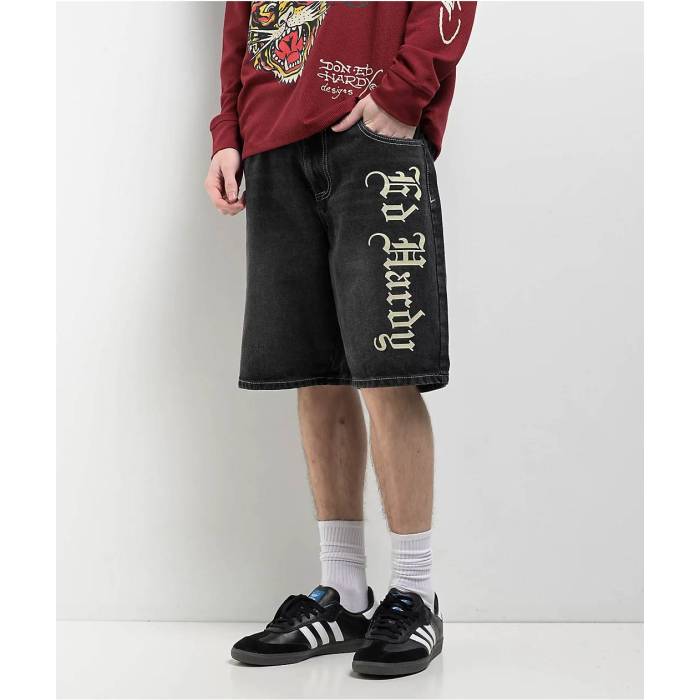 エドハーディー Ed Hardy 【 Live Fast Y2K Black Shorts Men's Black 】 ファスト 黒色 ブラック ショーツ メンズ 黒色 ブラック
