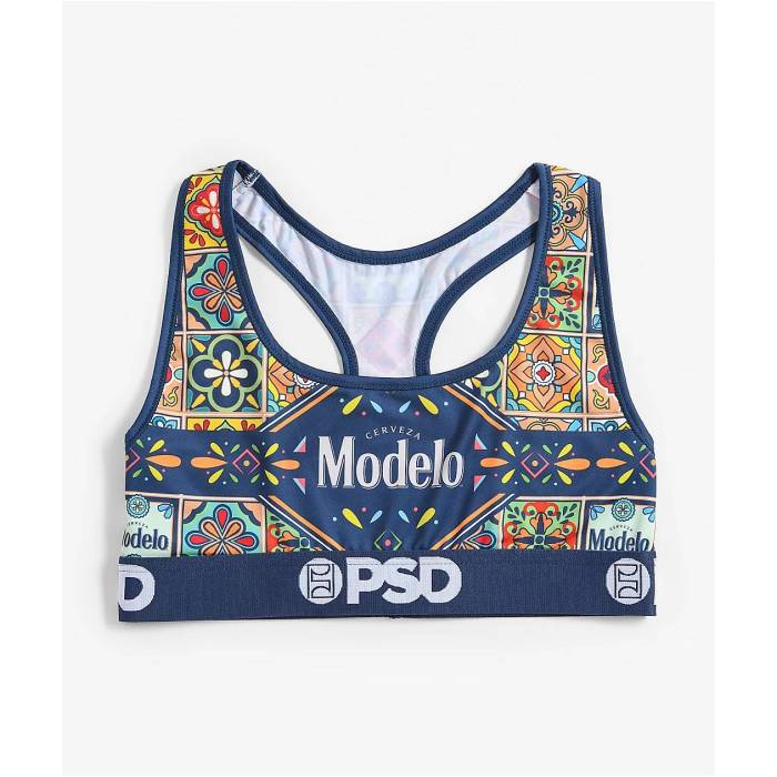 【★百貨店SALE★6/11真夜中2時迄】ピーエスディーアンダーウェア Psd Underwear 【 Psd X Modelo Serape Sports Bra Women\u0027s Blue 】 レディース 青碧 青碧