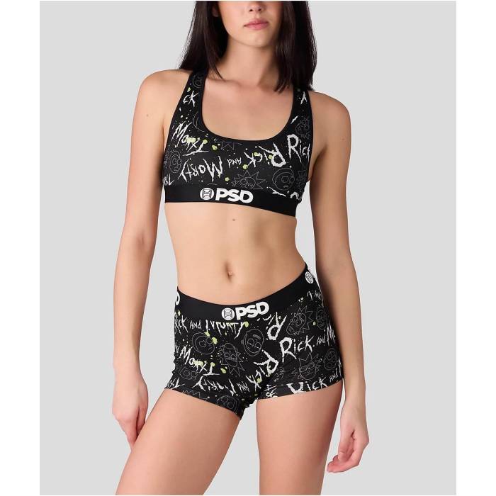 ピーエスディーアンダーウェア Psd Underwear 【 Psd X Rick And Morty Electric Head Boyshort Underwear Women's Black 】 アンダーウェア 下着 レディース 黒色 ブラック