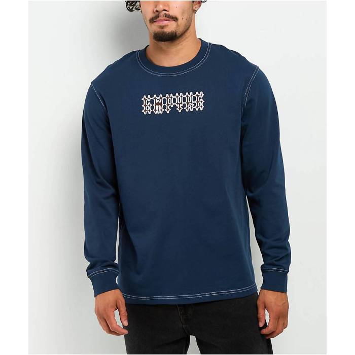 【★百貨店SALE★6/11十二時2時迄】帝国 Empyre 【 Cage Match Navy Long Sleeve T-Shirt Men\u0027s Blue 】 擦り付け木 紺色 米国海軍 Sleeve 捩り プルオーバー メンズ 青み 青色
