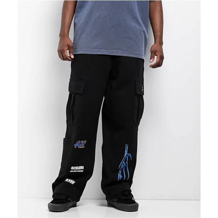 Ninth Hall 【 Fast Lane Black Baggy Cargo Sweatpants Men's Black 】 ファスト 黒色 ブラック カーゴ ロングタイツ メンズ 黒色 ブラック