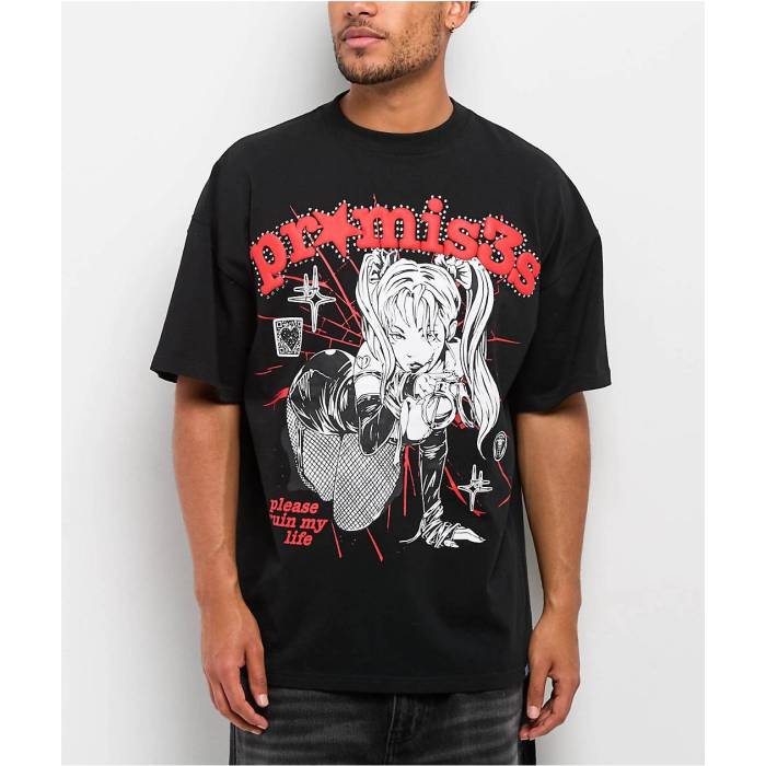 【★百貨店SALE★6/11真夜中2時迄】Broken Promises 【 Ruiner Black T-Shirt Men\u0027s Black 】 黒いこと 黒いこと ティーシャツ メンズ 黒いこと 黒いこと