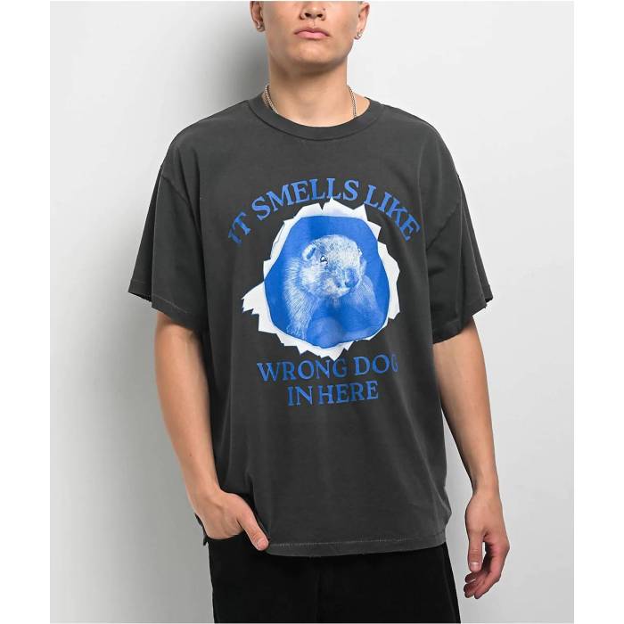 A.lab 【 Wrong Dog Washed Black T-Shirt Men Charcoal 】 黒色 ブラック Tシャツ メンズ チャコール