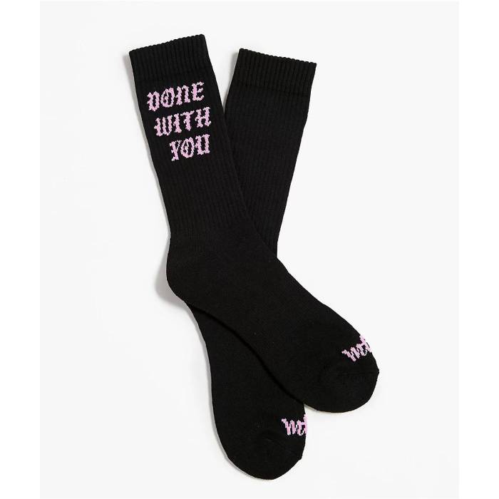 Married To The Mob 【 Done With You Black Crew Socks Women's Black 】 黒色 ブラック クルー ソックス・靴下 レディース 黒色 ブラック