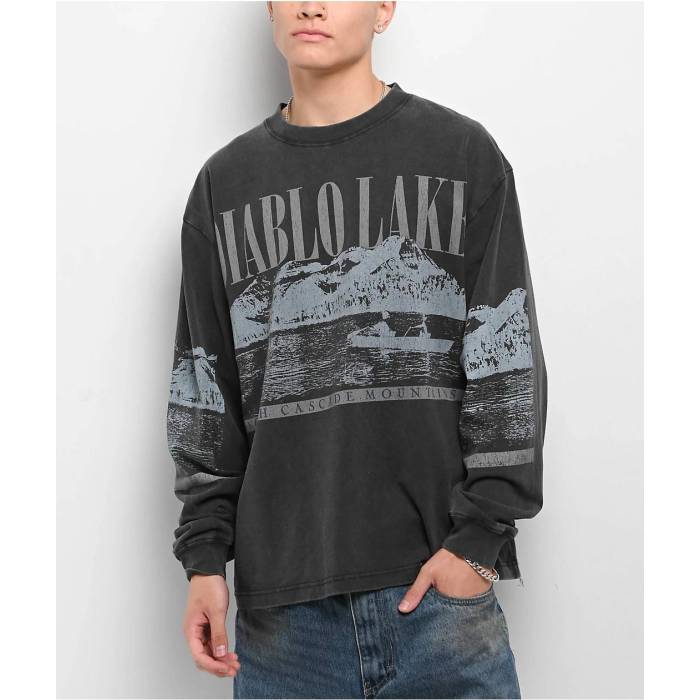【★百貨店SALE★6/11真夜中2時迄】Dravus 【 Diablo Lake Black Wash Long Sleeve T-Shirt Men\u0027s Black 】 ディアブロ 黒いこと 黒いこと Sleeve 衣袂 ティーシャツ メンズ 黒いこと 黒いこと