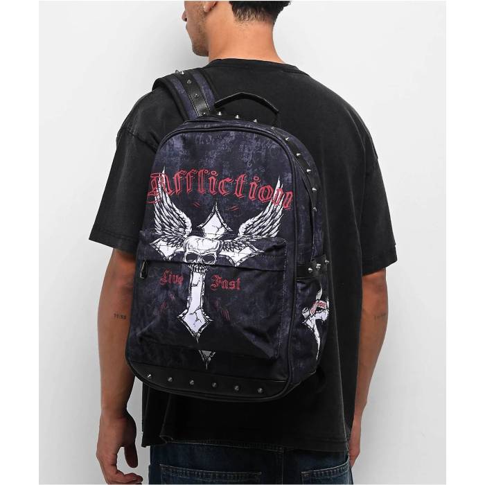 アフリクション Affliction 【 Live Fast Black Backpack Men's Black 】 ファスト 黒色 ブラック バックパック バッグ リュックサック メンズ 黒色 ブラック｜スニケス 22,720円