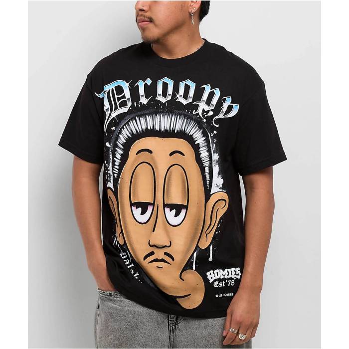 【★百貨店SALE★6/11真夜中2時迄】Dga 【 Homies Big Face Droopy Black T-Shirt Men\u0027s Black 】 黒いこと 黒いこと ティーシャツ メンズ 黒いこと 黒いこと