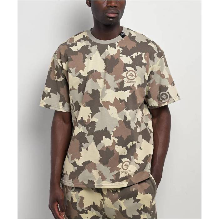 【★百貨店SALE★6/11真夜中2時迄】Lrg 【 Think Outside Tan Camo T-Shirt Men\u0027s Beige 】 合鴨柄 ティーシャツ メンズ ベージュ