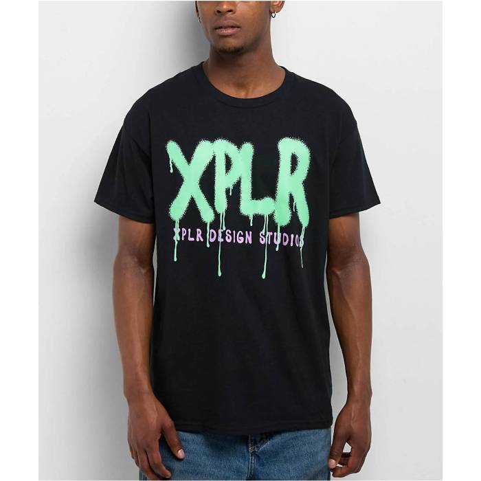 Xplr 【 Graffiti Black T-Shirt Men\u0027s Black 】 黒いこと 黒いこと プルオーバー メンズ 黒いこと 黒いこと