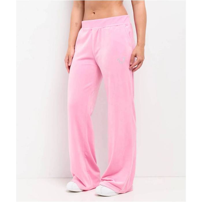 トゥルーレリジョン True Religion 【 Crystal Horseshoe Pink Velour Track Pants Women's Pink 】 pink ピンク ベロア トラック レディース pink ピンク