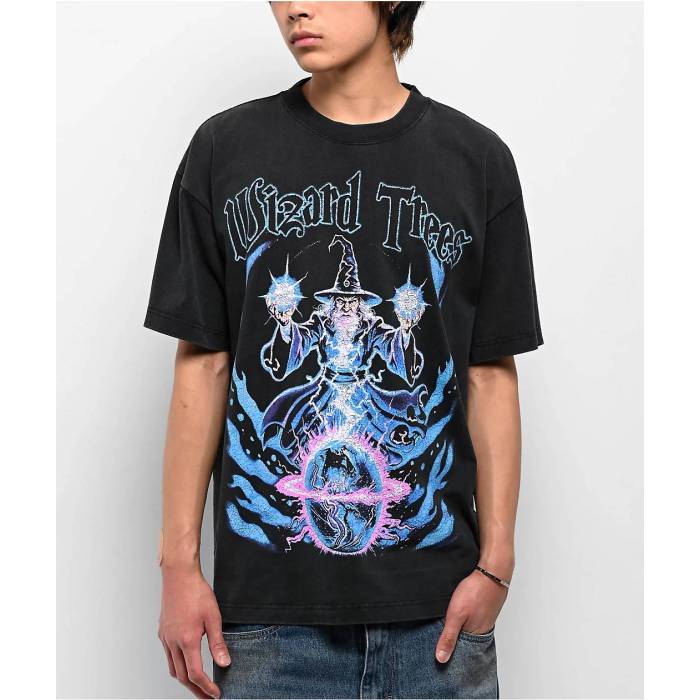 【★百貨店SALE★6/11真夜中2時迄】Wizard Trees 【 Wizard Black Wash T-Shirt Men\u0027s Black 】 黒いこと 黒いこと ティーシャツ メンズ 黒いこと 黒いこと