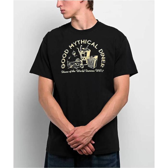 【★百貨店SALE★6/11十二時2時迄】Mythical 【 Diner Black T-Shirt Men\u0027s Black 】 黒いこと 黒いこと プルオーバー メンズ 黒いこと 黒いこと