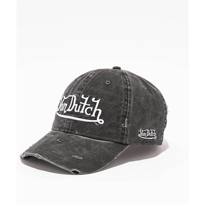 【★百貨店SALE★6/11真夜中2時迄】フォンダッチ Von Dutch 【 Cycled Washed Black Strapback Hat Men\u0027s Black 】 黒いこと 黒いこと メンズ 黒いこと 黒いこと