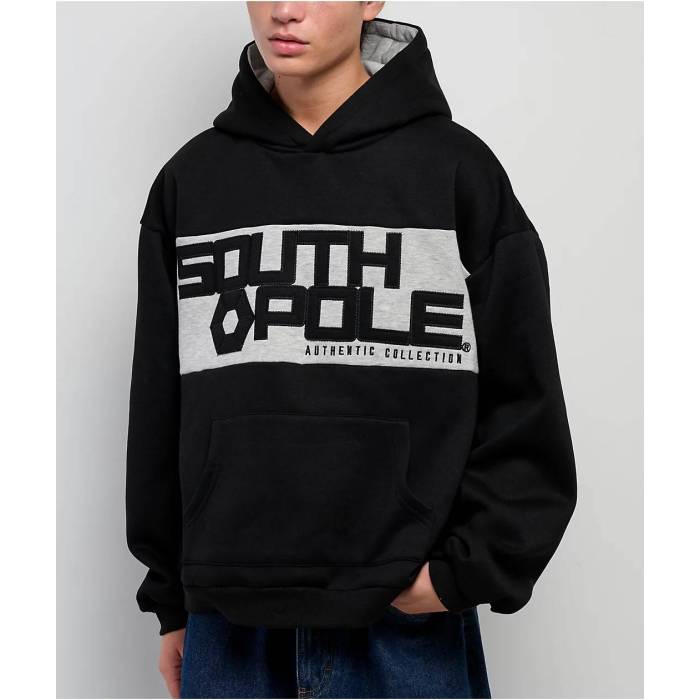 【★百貨店SALE★6/11十二時2時迄】サウス極点 Southpole 【 Logo Black Hoodie Men\u0027s Black 】 ロゴタイプ 黒いこと 黒いこと フーディー パーカー メンズ 黒いこと 黒いこと