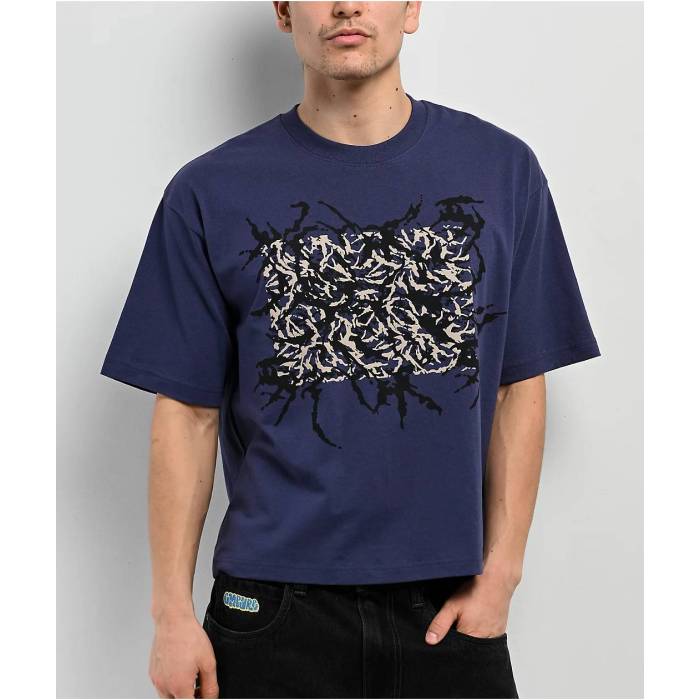 【★百貨店SALE★6/11真夜中2時迄】ヴァンズ Vans 【 Skate Blurred Camo Dark Blue T-Shirt Men\u0027s - 】 Skate 滑る 合鴨柄 青碧 青碧 ティーシャツ メンズ NULL