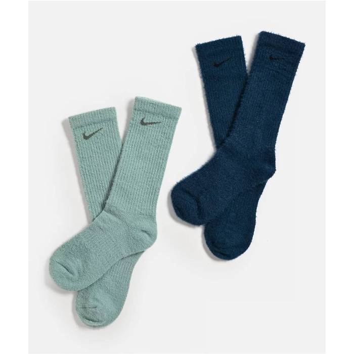 ナイキ Nike 【 Dri-Fit Cozy Navy & Turquoise 2 Pack Crew Socks Women's Navy 】 ドライフィット 紺色 ネイビー クルー ソックス・靴下 レディース 紺色 ネイビー