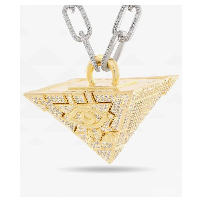 【★百貨店SALE★6/11真夜中2時迄】King Ice 【 X Yu Gi Oh! Iced Millenium Puzzle Necklace Men\u0027s Gold 】 頸飾り メンズ ゴールド