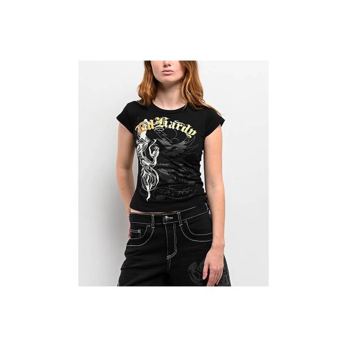 エドハーディー Ed Hardy 【 Snake Dagger Black T-Shirt Women's Black 】 黒色 ブラック Tシャツ レディース 黒色 ブラック