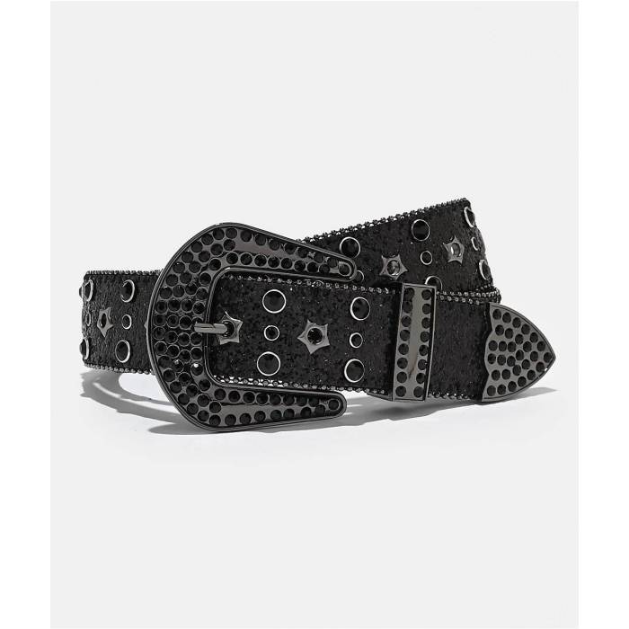 Ninth Hall 【 Bling It On Glitter Western Black Belt Men's Black 】 ウェスタン 黒色 ブラック ベルト メンズ 黒色 ブラック