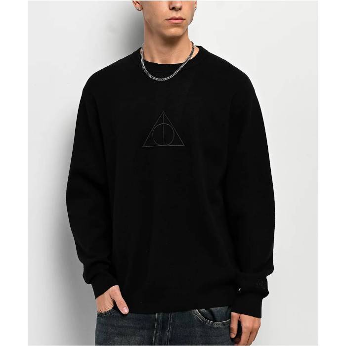 Welcome Skateboards 【 Harry Potter X Welcome Deathly Hallows Black Sweater Men's Black 】 黒色 ブラック トレーナー メンズ 黒色 ブラック
