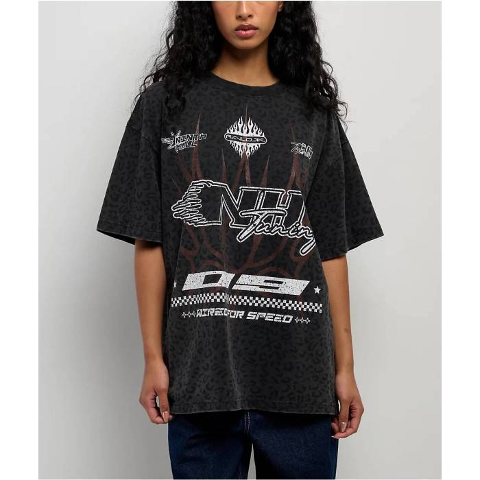 Ninth Hall 【 Spoilers & Fit Checks Black Leopard T-Shirt Women's Brown 】 黒色 ブラック ヒョウ柄 レオパード Tシャツ レディース 茶色 ブラウン|スニケス