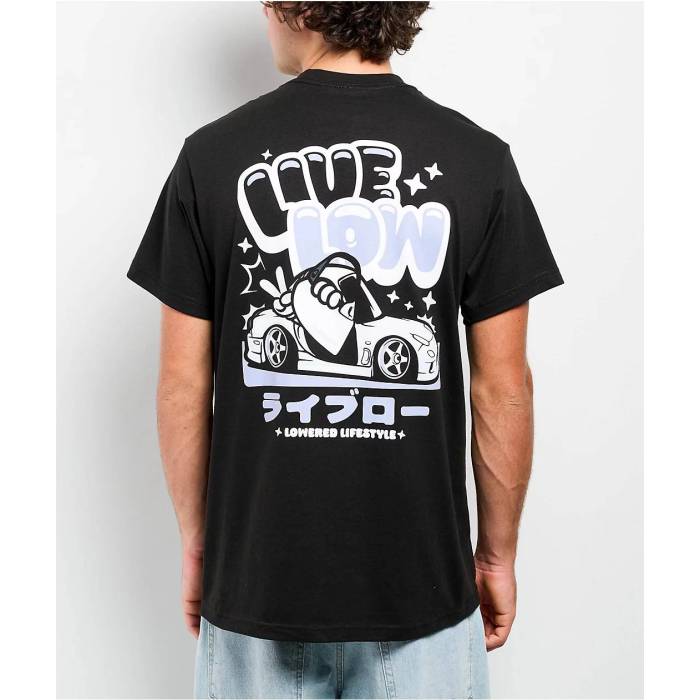 【★百貨店SALE★6/11真夜中2時迄】Lowered Lifestyle 【 Live Low Black T-Shirt Men\u0027s Black 】 黒いこと 黒いこと ティーシャツ メンズ 黒いこと 黒いこと
