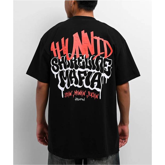 4Hunnid 【 X Shoreline Mafia Hollywood Black T-Shirt Men's Black 】 黒色 ブラック Tシャツ メンズ 黒色 ブラック|スニケス