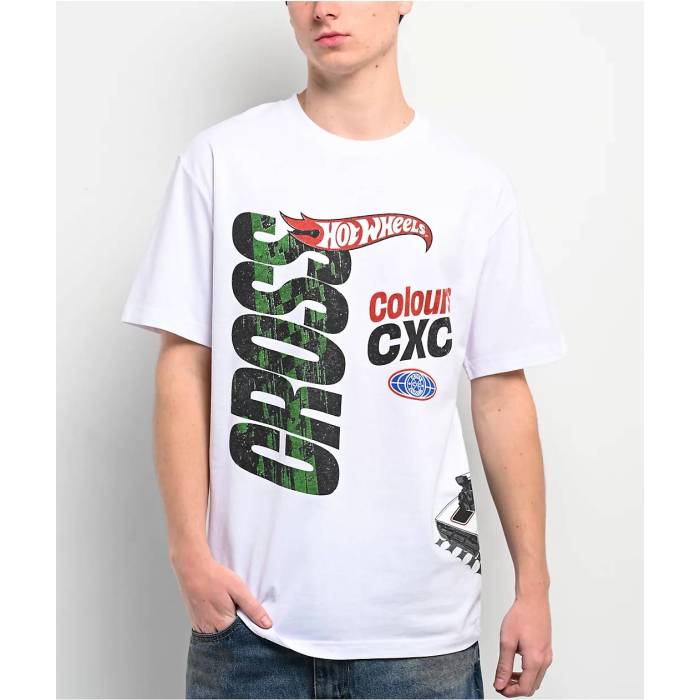 Cross Colours 【 X Hot Wheels Turbo Drive White T-Shirt Men's White 】 ターボ 白色 ホワイト Tシャツ メンズ 白色 ホワイト
