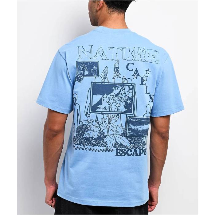 【★百貨店SALE★6/11真夜中2時迄】Dravus 【 Nature Call Light Blue T-Shirt Men\u0027s Light Pastel Blue 】 青碧 青碧 ティーシャツ メンズ 青碧 青碧