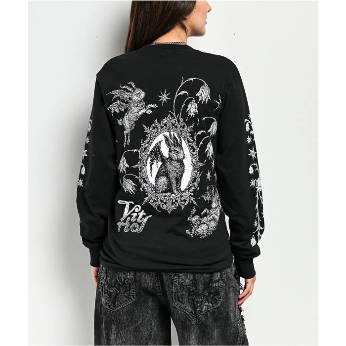Vitriol 【 Demon Bunnies Black Long Sleeve T-Shirt Women's Black 】 黒色 ブラック Sleeve スリーブ Tシャツ レディース 黒色 ブラック