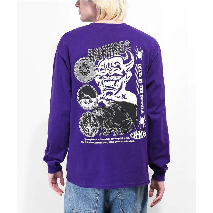 Vitriol 【 Mayhem Purple Long Sleeve T-Shirt Men\u0027s Purple 】 Purple 紫・パープル Sleeve 捩り プルオーバー メンズ Purple 紫・パープル