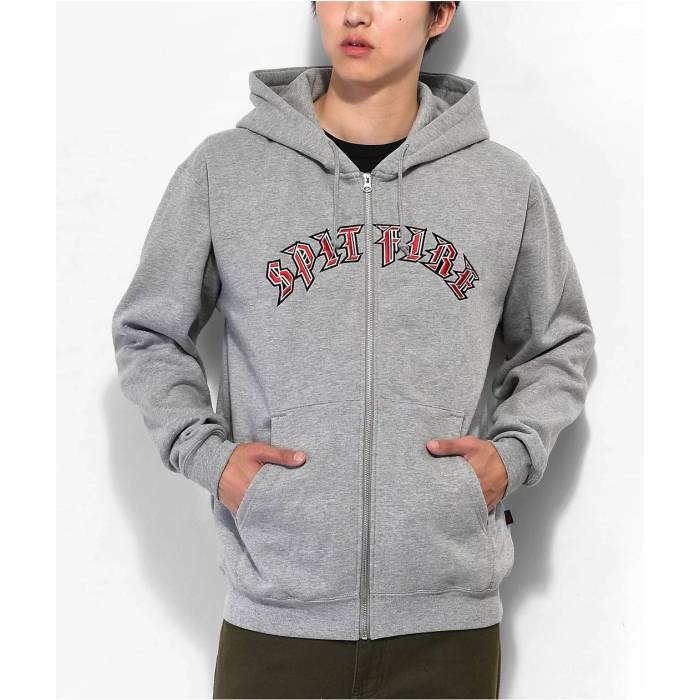 【★百貨店SALE★6/11十二時2時迄】スピットファイア Spitfire 【 Old E Grey Zip Hoodie Men\u0027s Grey 】 薄墨色 薄墨色 フーディー パーカー メンズ 薄墨色 薄墨色