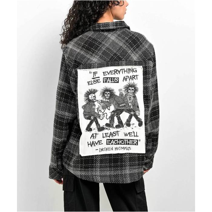 【★百貨店SALE★6/11真夜中2時迄】Broken Promises 【 Holding On Black Flannel Shirt Women\u0027s Black 】 黒いこと 黒いこと レディース 黒いこと 黒いこと