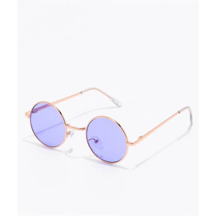 エンパイア Empyre 【 Rose Gold & Purple Round Sunglasses Men's Rose Gold 】 Rose ローズ ゴールド Purple 紫・パープル サングラス メンズ Rose ローズ ゴールド｜スニケス