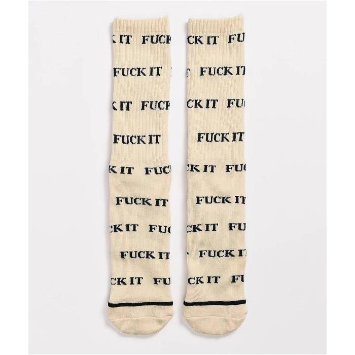 ハフ Huf 【 Fuck It White Crew Socks Men's White 】 白色 ホワイト クルー ソックス・靴下 メンズ 白色 ホワイト