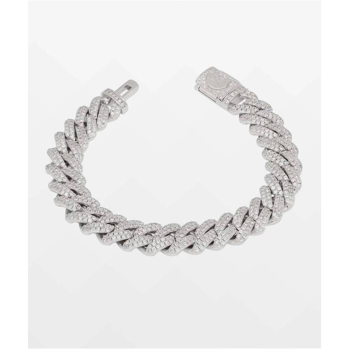 King Ice 【 Iced Diamond Cut Miami Cuban Link 12Mm Silver Bracelet Men's Silver 】 ダイヤモンド マイアミ キューバン Silver 銀色・シルバー ブレスレット メンズ Silver 銀色・シルバー|スニケス