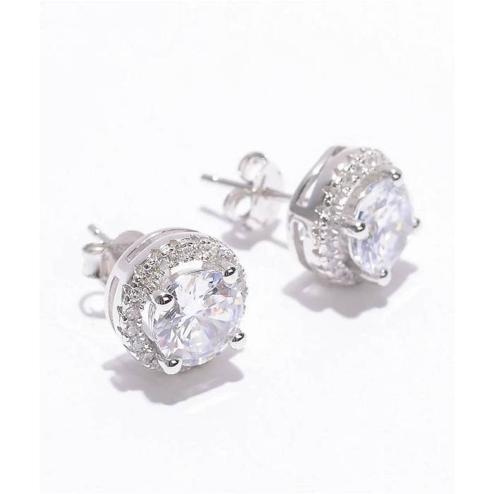 【★百貨店SALE★6/11夜夜中2時迄】King Ice 【 Iced Round Frame Silver Stud Earrings Men\u0027s Silver 】 Silver しろがね色・しろがね色 イヤリング メンズ Silver しろがね色・しろがね色