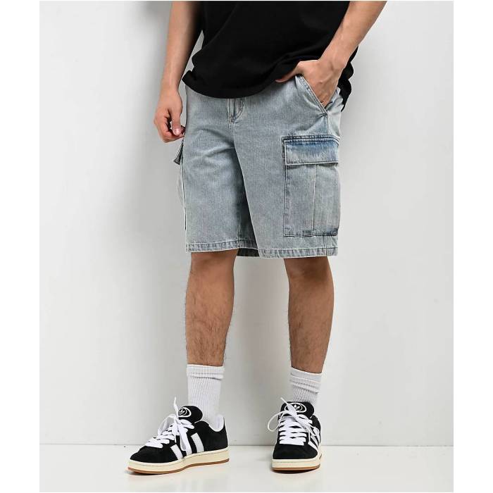 エンパイア Empyre 【 Cargo Loose Fit Light Blue Denim Skate Shorts Men's Light Pastel Blue 】 カーゴ 青色 ブルー デニム Skate スケート ショーツ メンズ 青色 ブルー
