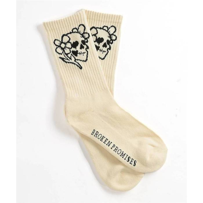 Broken Promises 【 Brain Fog Cream Crew Socks Women's Beige 】 クリーム クルー ソックス・靴下 レディース ベージュ