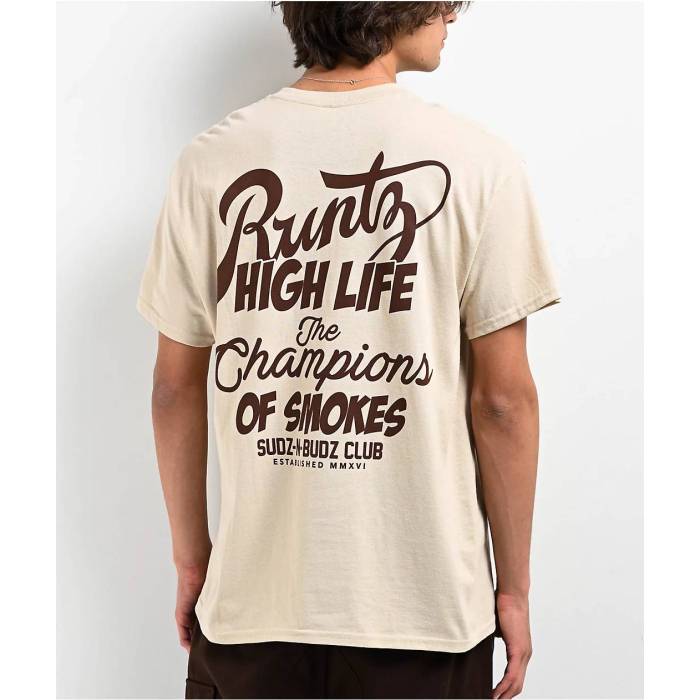 【★百貨店SALE★6/11真夜中2時迄】Runtz 【 Suds N Budz Bone T-Shirt Men\u0027s Tan 】 ティーシャツ メンズ