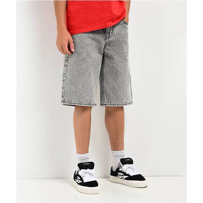 【★百貨店SALE★6/11真夜中2時迄】帝国 Empyre 【 Kids Loose Fit Scramble Grey Denim Skate Shorts Kids\u0027 Grey 】 薄墨色 薄墨色 ジーンズ Skate 滑る さる股引き 薄墨色 薄墨色