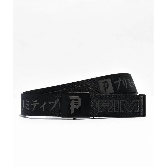 元始的 Primitive 【 Temptest Black Web Belt Men\u0027s Black 】 黒いこと 黒いこと 胴締め メンズ 黒いこと 黒いこと ベルト・サスペンダー-バッグ・小物・ブランド雑貨-メンズベルト