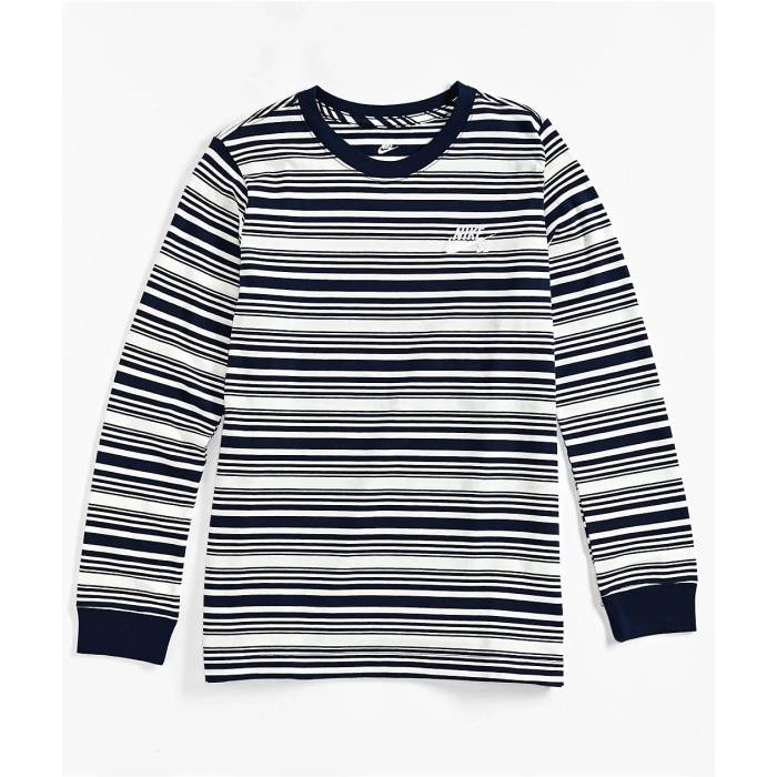 【★百貨店SALE★6/11真夜中2時迄】ナイキ Nike 【 Sb Kids Skate Sail \u0026 Midnight Navy Stripe Long Sleeve T-Shirt Kids\u0027 Assorted 】 エスビー Skate 滑る 紺色 米国海軍 Stripe 縞模様 Sleeve 衣袂 ティーシャツ