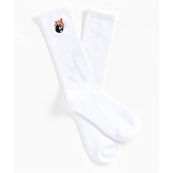Adam Bomb 【 Logo White Crew Socks Men's White 】 ロゴ 白色 ホワイト クルー ソックス・靴下 メンズ 白色 ホワイト