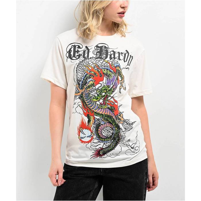エドハーディー Ed Hardy 【 Japan Dragon Natural T-Shirt Women's Natural 】 ドラゴン ナチュラル Tシャツ レディース ナチュラル
