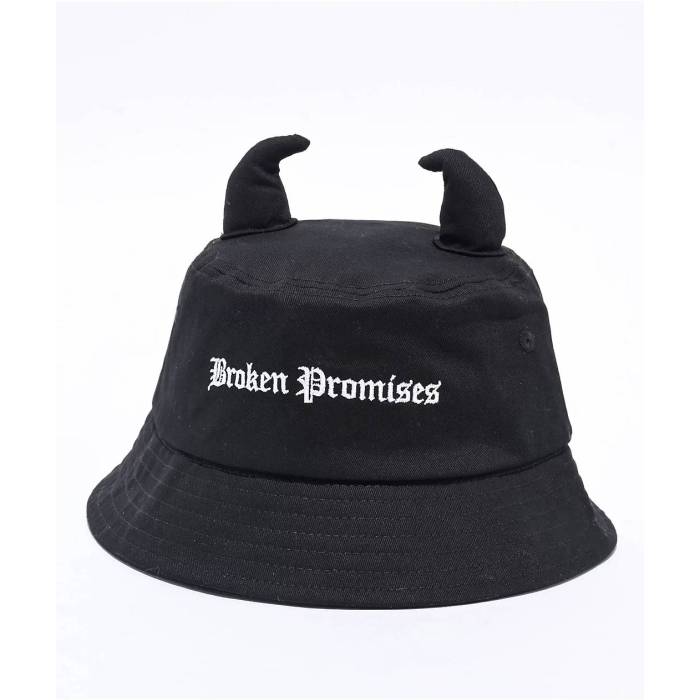 Broken Promises 【 Slogan Horned Black Bucket Hat Men's Black 】 黒色 ブラック メンズ 黒色 ブラック|スニケス