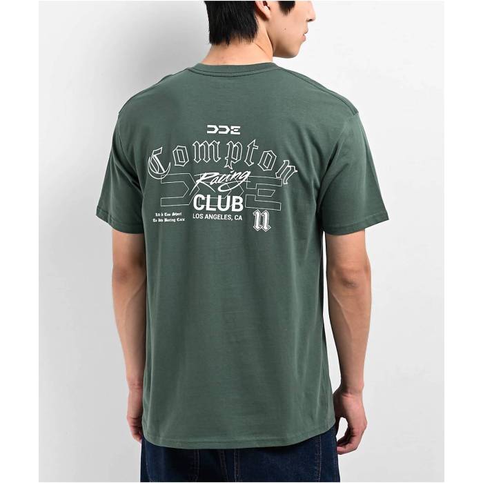 Dde 【 Compton Racing Dark Green T-Shirt Men's Dark Green 】 green 緑・グリーン Tシャツ メンズ green 緑・グリーン